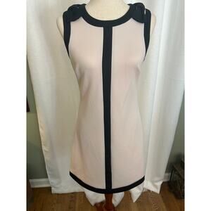 Betsey Johnson Scuba Shift Bow Dress Baby Pink Black Sz 2